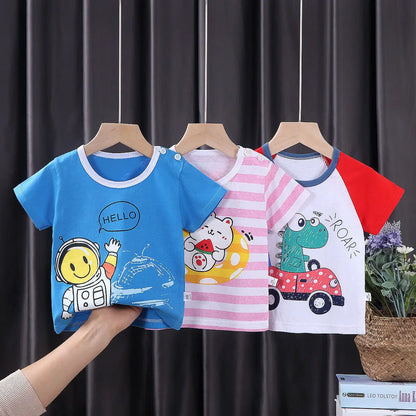 Children's Clothing T-Shirt  Kids Clothes Boys Girls Summer Cartoon Tops Short Sleeve Clothes 100% Cotton Baby Clothing
