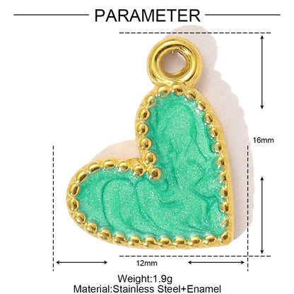 3pcs/Lot Sweet Gradient Enamel Rose Stainless Steel Diy Charm Women Rainbow Flower Waterdrop Necklace Pendant Love Heart Jewelry