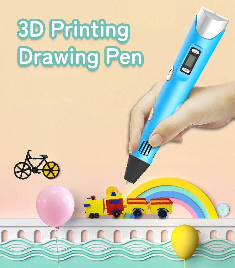 2023 Handwork 3D Pen 3d Printing Pen DIY Drawing Pens PLA Filament Birthday Christmas Gift For Kids Children with Power Adapter