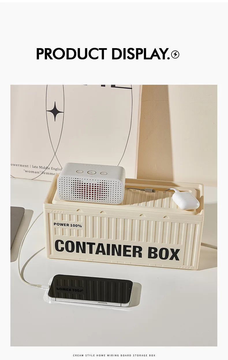 Cable Storage Box With Lid For Home Office High Capacity Cord Organizer Space Saving Desktop Socket Cable Management Box