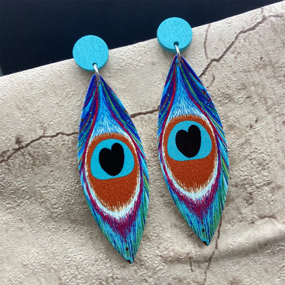 Bohemian Ethnic Big Colorful Painted Wooden Earrings for Women Creative Design Geometric Statement Dangle Earring Female Jewelry
