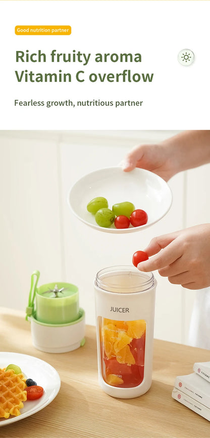 Portable Juicer Mini Electric Blender Multifunction Juice Maker Machine Fruit Mixers Extractors Smoothies Mixer 6 Blades 1200mAh