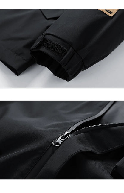 Large Size Jacket Men's Spring Autumn Multi-pocket Loose Workwear Jacket Hooded Youth Trendy Tops Mens Clothes 8XL 9XL