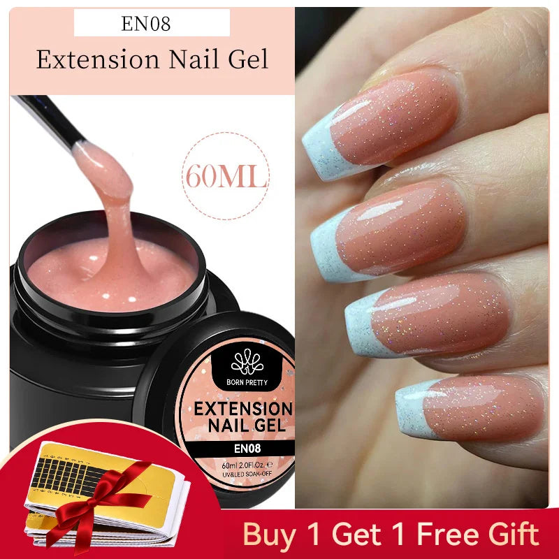 BORN PRETTY 60/30ml Hard Jelly Extension Nail Gel Polish French Nails Nude Pink White Clear Nail Supplies Gel for extension