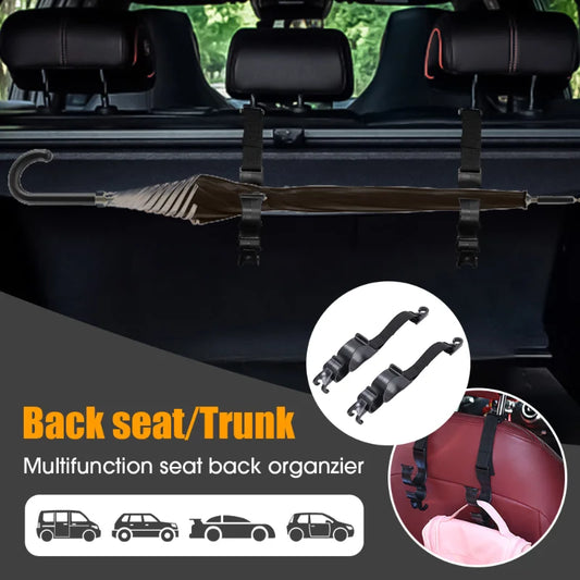 2pcs Multi-functional Cars Interior Hooks Car Seat Back Hook Trunk Umbrella Holder In-Car Umbrella Storaging Tools