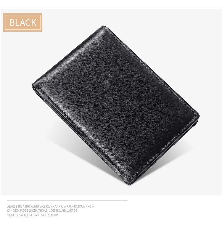 RFID Blocking Mini Men's Genuine Leather Wallet Slim Business Credit Card Holder Man Anti Theft Ultra Thin Purse For Male