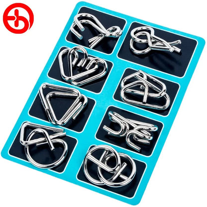8Pcs/Set Metal Montessori Puzzle Wire Mind Brain Teaser Puzzles Children Adults Interactive Game Reliever Educational Toys