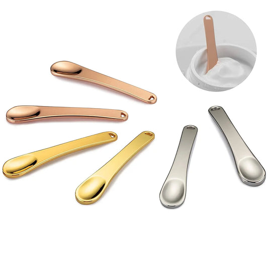 6 Pieces Metal Cosmetic Skincare Spatula, Mini Mask facial Reusable Scoop, Makeup Beauty Spoons for Cream, Lotions, Moisturizer