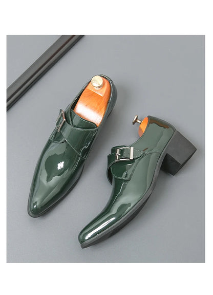 Luxury Black High Heel Men's Shoes Fashion Moccasin For Men Wedding Shoes Casual Dress Leather Pointed Toe Shoes Man Oxford Shoe