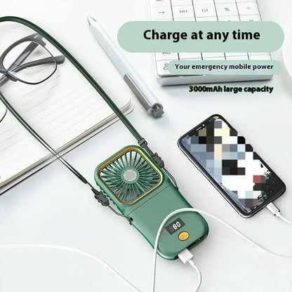 Handheld Small Fan, Desktop Small Fan, Portable USB Fan, Mini Power Bank, Folding Fan, Hanging Neck Fan