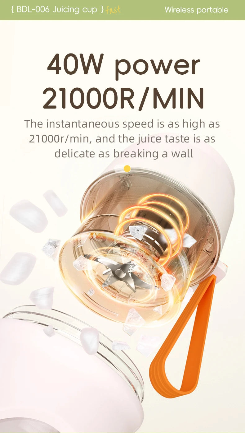 12 Blades Electric Portable Blender 350ML Juicer Fruit Mixers USB Rechargeable Smoothie Juicer Cup Squeezer Juice Maker