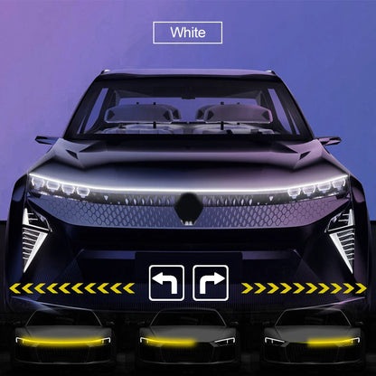 LED Car Hood Decorative Light Strip Start Scan Dynamic Ambient Light Car Daytime Running Light DRL With Turn Signal Lamp 12V