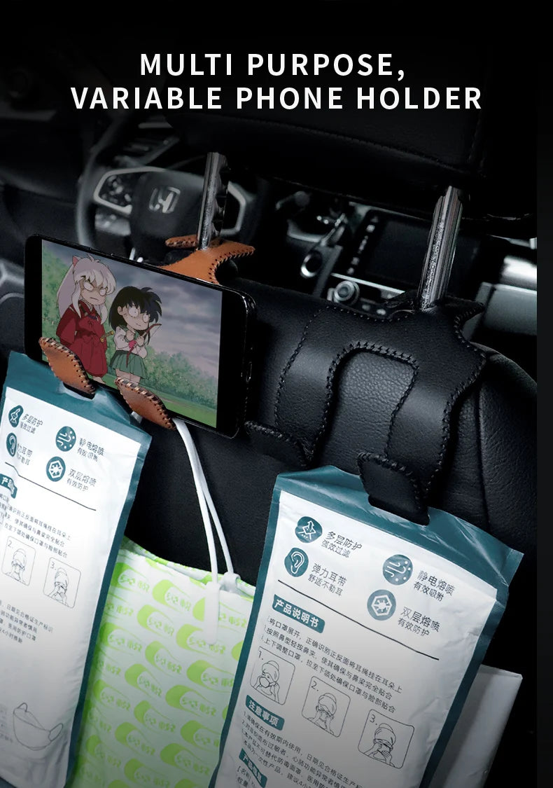 Universal Leather And Metal Car Seat Back Hooks Vehicle Multifunctional High load-bearing storage hook Auto Interior Accessories