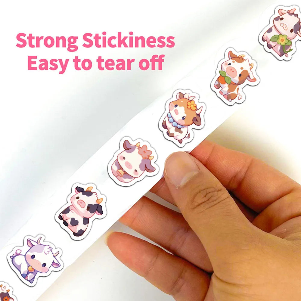 500PCS Creative Cow Roll Stickers Decorative Stickers Laptop Phone Cases Waterproof Stickers