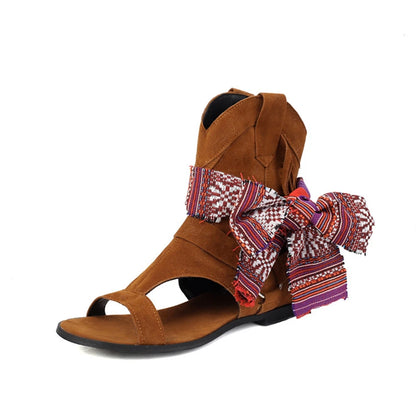 Sandalias De Mujer 2025 Summer Fashion Casual Beach Shoes Flat Women Sandals Bohemian Tassel Cool Boots Super Big Size 50 A05