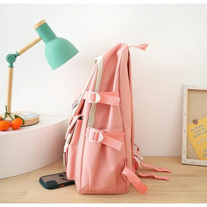 4 Set Korean High School Junior High School Elementary School Student Forest Style Versatile Backpack with Large Capacity Colors