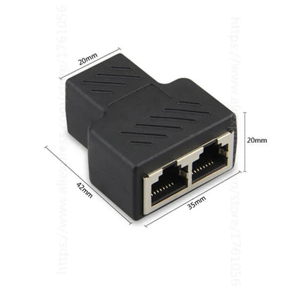 1 To 2 Ways RJ45 LAN Ethernet Network Cable Female Splitter Connector Adapter For Laptop Docking Stations
