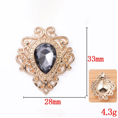 33*28mm Droplet diamond pendant accessories, flat bottom brooch accessories, DIY accessories, headwear accessories 10PCS