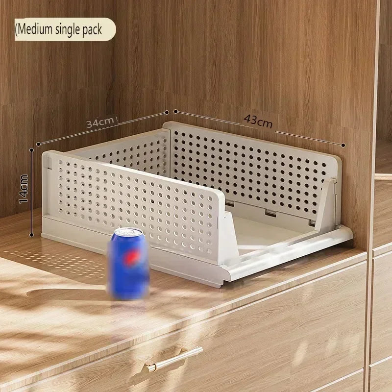 Stackable Clothes Storage Drawer Folding Plastic Organizer High-capacity Layered Partition Clothes Basket Household Storage Box