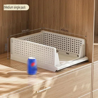 Stackable Clothes Storage Drawer Folding Plastic Organizer High-capacity Layered Partition Clothes Basket Household Storage Box