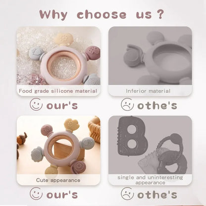 Baby Silicone Teethers Animal Food Grade Silicone Baby 0-12 Toys Silicone Teeth Grinding Stick Newborn Pacifier Accessories Toys