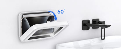 Shower Phone Holder with Speaker  480 Rotation, Wall Phone Mount for Shower Waterproof Anti Fog Shower Case for 4-7" Phones