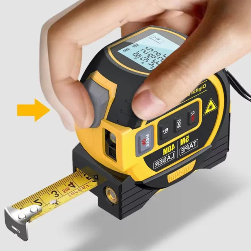Laser measuring tape, 3-in-1 laser rangefinder 5M measuring tape LCD display backlight rangefinder Building measuring device