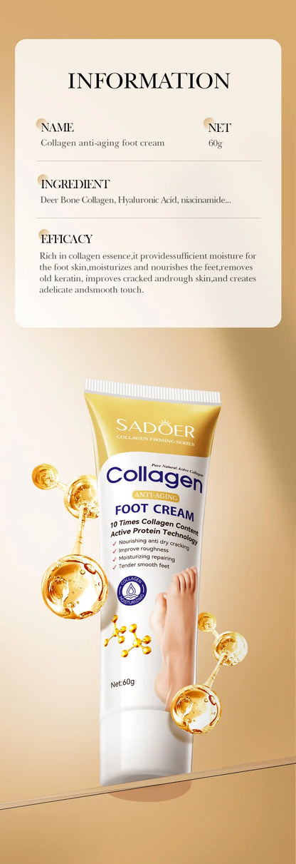 SAODER Collagen Foot Cream Feet skincare Moisturizing Hydrating Firming Nourishing Repairing Feet Creams Foot Skin Care Products