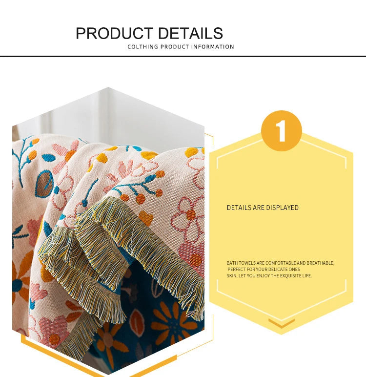 Large And Thick Bath Towels Pure Cotton Gauze Tassel Shower Robe Soft Absorb Water Bathroom Wrapped Towel Beach Towel 80x160cm