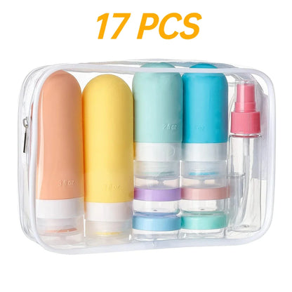 17pcs/4pcs Travel Bottle Set Leak-Proof Container Portable Refillable Toiletries Shampoo Conditioner Lotion Liquid Empty Bottles