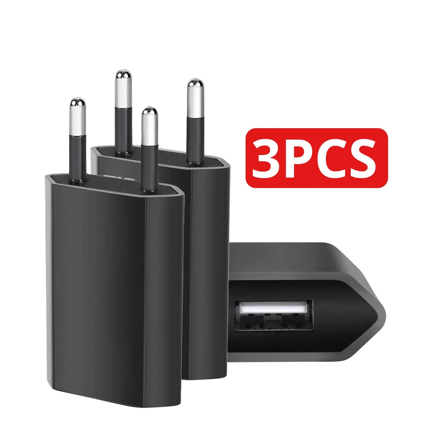 NNBILI 1-5Pcs Black Universal 5W EU Plug Travel USB Wall Charger 5V/1A Rapid Charging For iPhone 7 8 Plus Redmi Phone AC Adapter