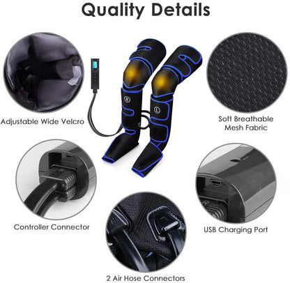 Electric Leg Muscle Relaxer 6 modes Air Compression Recovery Boot Lymph Release Relieve Foot Fatigue Heating Leg Massager