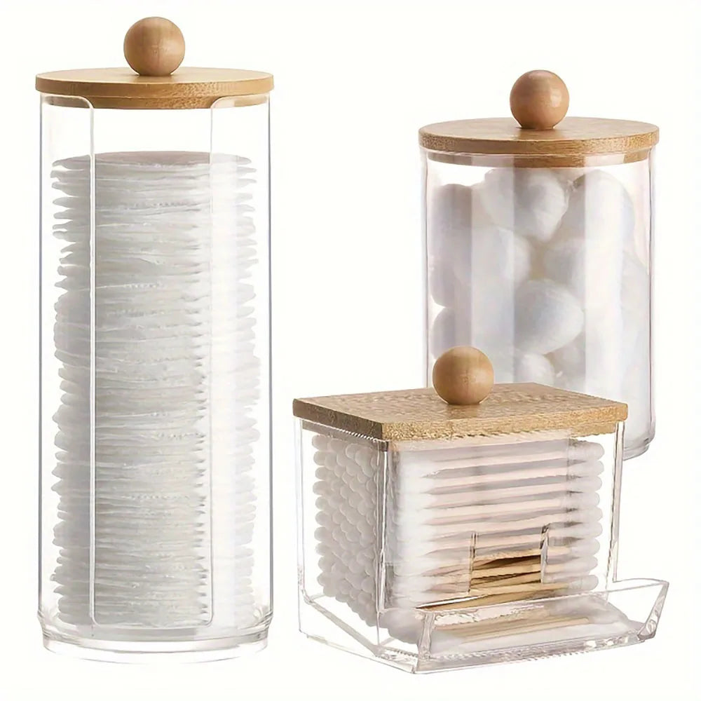 3Pack Cotton Swab Racks, Bathroom Dispenser, Cotton Ball Storage Box, Cotton Swabs, Cotton Round Pads and Floss Picks