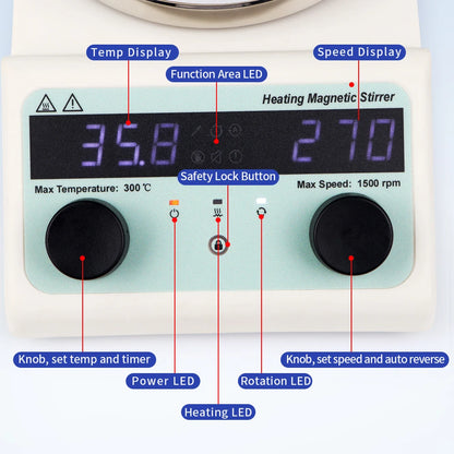 Lab Magnetic Stirrer Heating Plate 220V Digital Display 1500rpm Adjustable Churn Stir Machine Blender Laboratory Stirrer