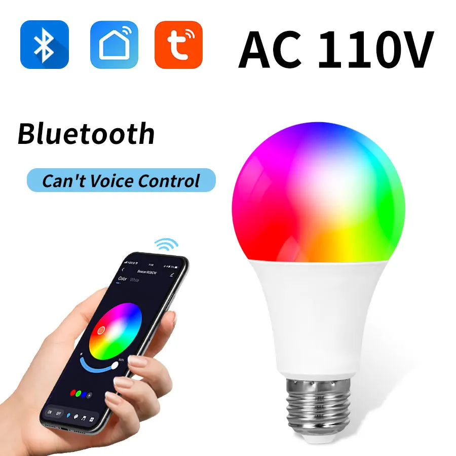 Tuya Bluetooth Smart LED Light Bulb E27 RGB 110V 220V Smart Lamps for Livingroom Decoration Party Lighting Smart Life