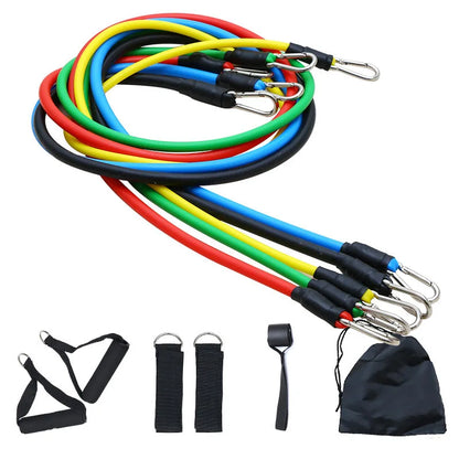 11Pcs TPE Resistance Band Set Fitness Band Pull Rope Elastic Training Band With Door Anchor Handles Carry Bag Legs Ankle Straps