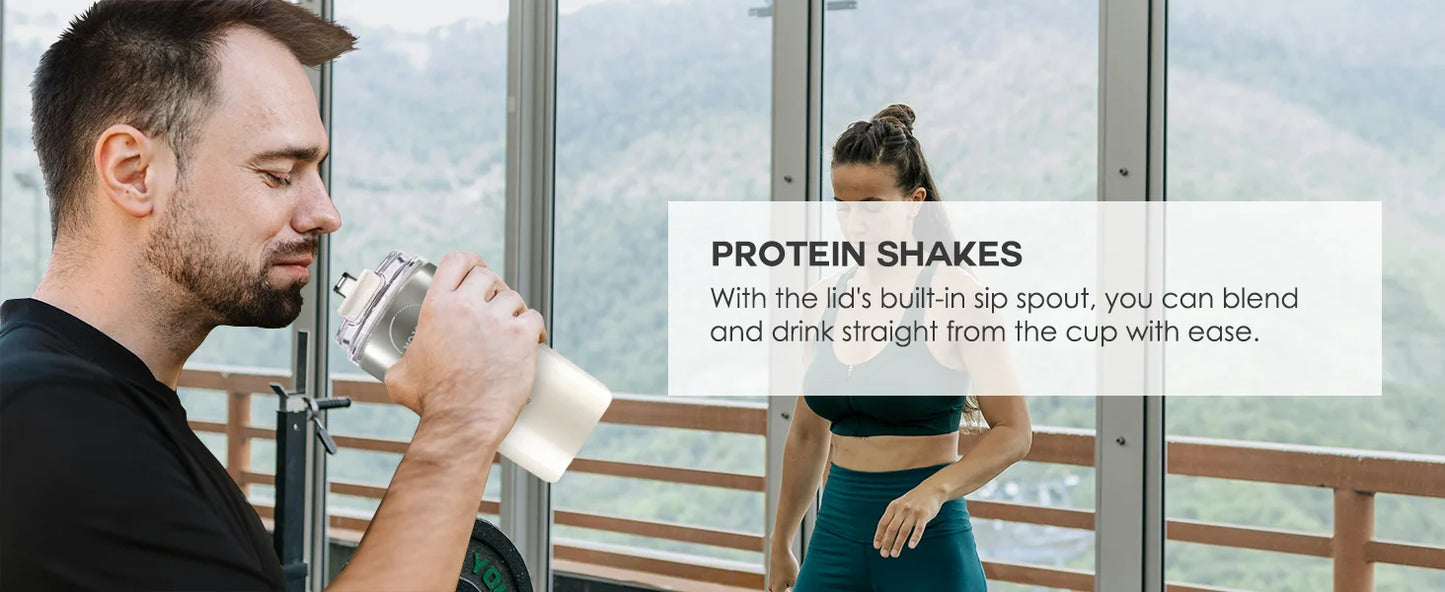 Vacuum Insulated Blender for Fruits and Vegetables - Rechargeable Portable Blenders with Stainless Steel Blade