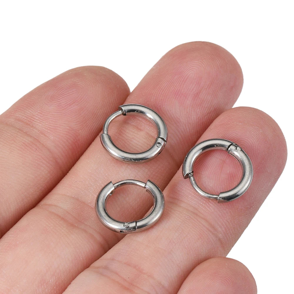 10pcs Stainless Steel Hoop Earrings 2.0mm Ear Ring Round Circle Earring