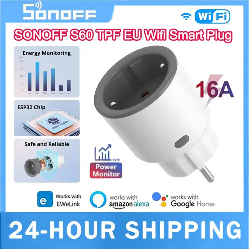 SONOFF S60 TPF EU Wifi Smart Plug 16A Current Smart Socket With Energy Monitoring Remote Control Timer Voice Control Smart Scene