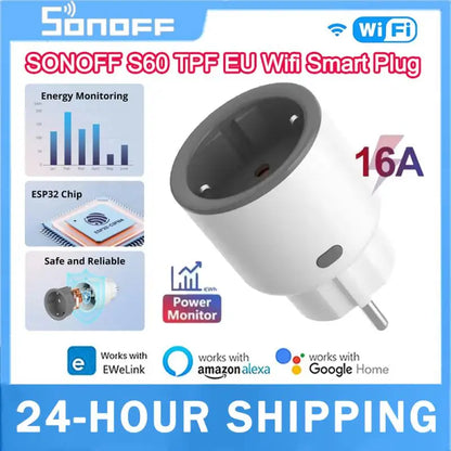 SONOFF S60 TPF EU Wifi Smart Plug 16A Current Smart Socket With Energy Monitoring Remote Control Timer Voice Control Smart Scene