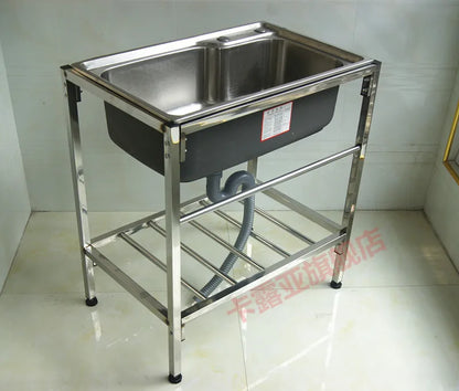 The kitchen is thick and simple, stainless steel sink, single sink, double sink, large single sink with bracket, water basin, ve
