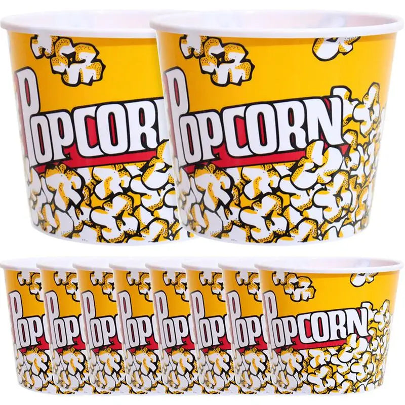 10Pcs Popcorn Bucket Snack Cup Party Favor Container Movie Night Treat Box Plastic Dinnerware Set Candy Holder Kids Supplies