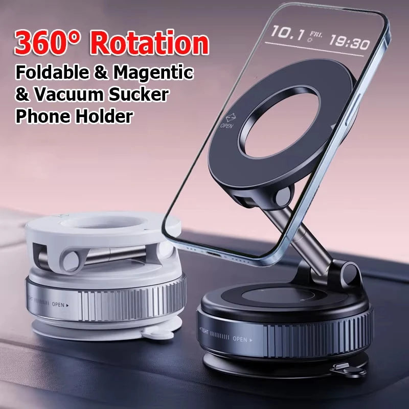 Magnetic Car Mount Strong Magnetic 360° Rotation Foldable Phone Holder For Cell Phone For iPhone 16 15 14 13 12 Live Streaming ﻿