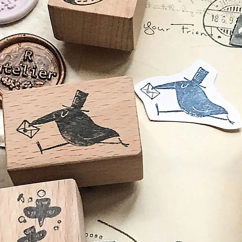 Stamp Scrapbooking Supplies Flower Petal Birds Stationary Kawaii Wooden Stamps