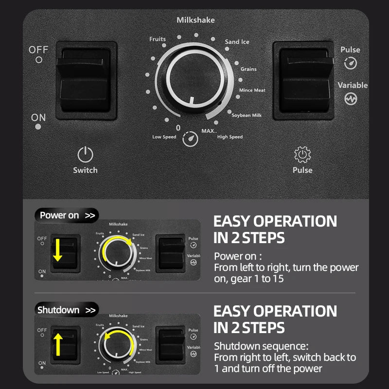 500W Heavy Duty Commercial Blender Stationary Mixer Ice Smoothies Appliances for Kitchen Professional High Power Food Processor