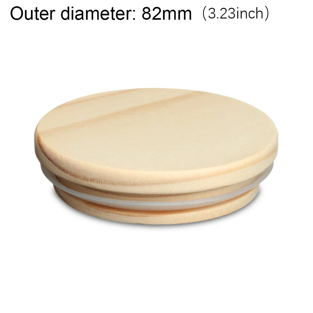 Wood Mason Jar Lid Reusable Canning Caps Various Sizes Bottle Sealing Caps Wide Mouth Cover Wood Lids Kitchen Organization