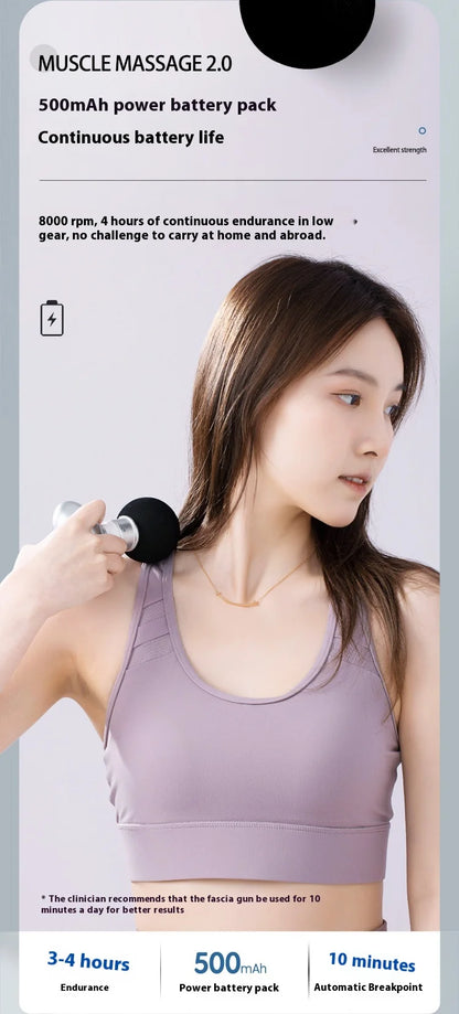 Portable Mini Wireless Massage Gun Home Electric Sports Handheld Fascial Gun Body Deep Tissue Muscle Vibration Fitness Massager