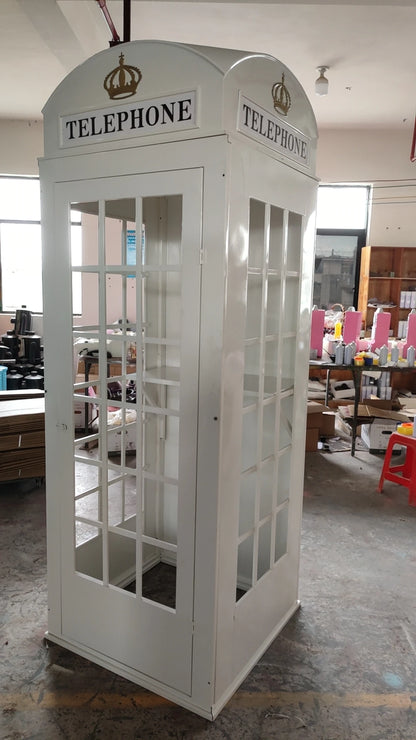 White Phone Booth with Audio Guestbook Phone London Wedding Telephone Booth for Wedding Events Decoration