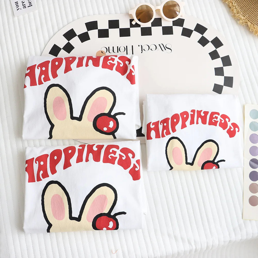 Family Cute Matching T Shirts Parent-child Rabbit Clothes Funny Dad Mom and Son Daughter Cotton Tees Tops Baby Newborn Bodysuit
