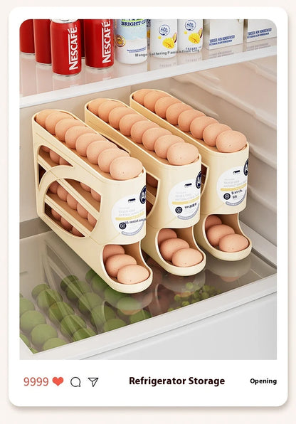 Refrigerator Egg Holder – Slide Out Egg Storage Container for Fridge Door – Auto-Rolling Egg Dispenser